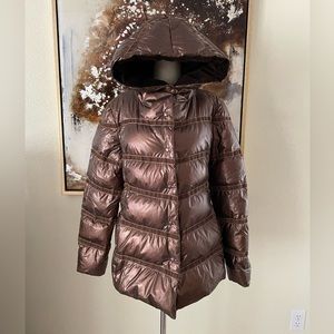 VIOLANTI MADE IN Italy brown down puffer jacket coat size 44 M ~